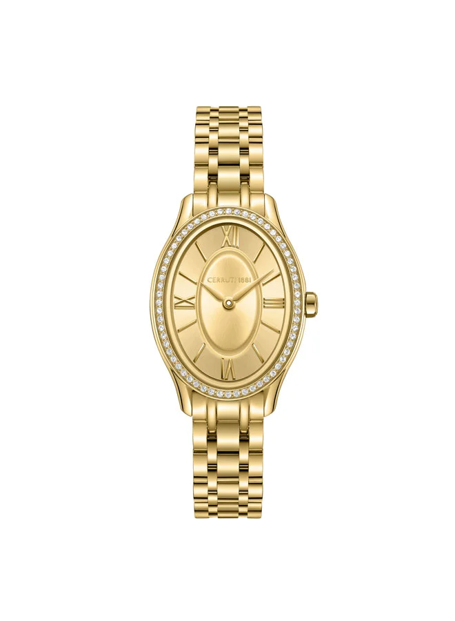 Brescia Gold Dial Stainless Steel Bracelet Analog Watch for Women, 26.5mm